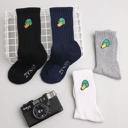 Men's Socks And Women's Mid-tube Duck Towel Bottom Embroidery Art Style Cotton