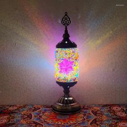 Table Lamps Moroccan Atmosphere Glass Desk Lamp Key Switch Turkish Bedroom Decorative Led Lighting