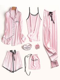 Pajamas Set Women Silk Summer Sexy Flower Pyjamas Sexy Female Long Sleeve Shirt Pants Handwork Stitch Lingerie Striped Sleepwear 24476933