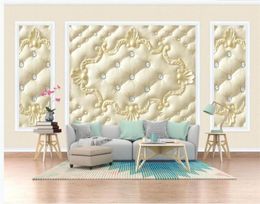 Luxury European classic painting wallpaper Palace Golden Carved 3D Soft Package wallpapers Background Wall8503412