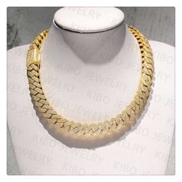 Popular Iced Out Rapper Hiphop Chian 14mm 18k Gold Plated 925 Silver Cuban Link Men Chain