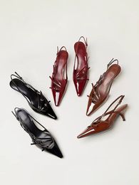 Designer tacchi da donna scarpe rosse bottini ad alto slingback sandali famosi designer donna sexy punta punta la suola da 5 cm doghe da sposa scarpe da sposa scarpe da sposa lucido 34-40