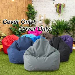 600D Splash-proof Lazy Sofa Cover Summer Garden Single Bean Bag Chair Cover Outdoor Indoor Unpadded Home Recliner Bag 240307