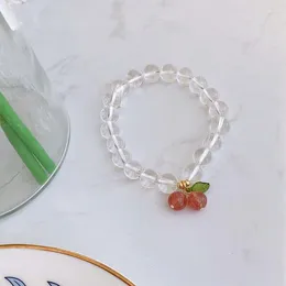 Link Bracelets Summer Cute Girl Small Cherry Crystal Personality Elastic Fruit MS058