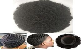 Afro Curl 360 Wave Q6 Lace Front Toupee Q6 Men Hair Wig Men Hairpieces Malaysian Virgin Human Hair Replacement for Black Men8153991