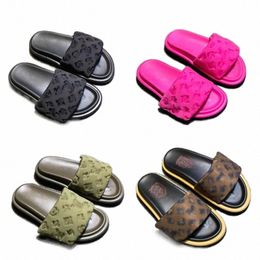 designers Pool Pillow Mules Women Sandals Sunset Flat Comfort Mules Padded Front Strap Slippers Soft Fashionable Easy to wear Style Slides With box W0Qk#
