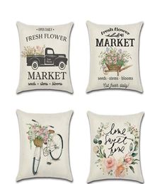 Special For New Spring Pillow Cover Flower Bicycle Truck Farm Theme Digital Printing Household Linen Popular Style Pillow Case XD21116726