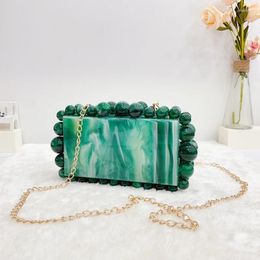 Evening Bags Women Acrylic Box Clutch For Wedding Party Designer Luxury Beaded Purses And Handbags High Quality Shoulder