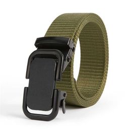 Toothless Men's Belt with Automatic Buckle Nylon Canvas Woven Waist Belt for Outdoor Training and Leisure Versatile Belt 240315