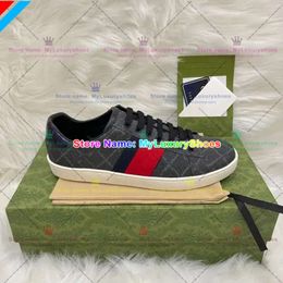 With Box Designer Casual Shoes Bees Ace Sneakers Low Mens Womens Shoes High Quality Tiger Embroidered Black White Green Stripes Walking Sneakers 461