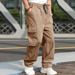 Men's Pants Cargo Loose Straight Oversize Grey Work Wear Joggers Male Trousers Drawstring Long Men Multi-pocket