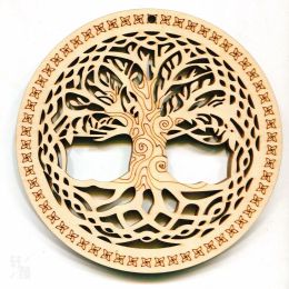 Crafts Plywood Natural Rustic Wooden Hollow Carved Coaster Mandala Wood Tree Of Life Symbol Home Hanging Decor