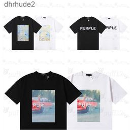 Designer Men's purplet t shirt Summer Loose Minimalist t shirt Outdoor Casual Sports Alphabet Graffiti High Street Hip Hop shirt KISV