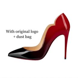 Red Famous Designer Bottoms Heels High Heel Thin Classic Pointed T Stiletto Black Patent Genuine Leather Pump Dress Women Sandals Whitedress 91