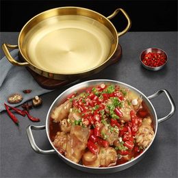 Stainless Steel Seafood Rice Pot Home Cooking Paella Pan Picnic Snack Plates Cookware Saucepan Dry Pots with Handle for Kitchen 240308