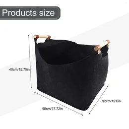 Storage Bags Basket Wooden Easy To Clean Polyester Fibre Reusable Handles For Firewood Durable