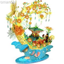 3D Puzzles Picture Kingdom 3D Metal Nano Puzzle Flower boat Model Kits DIY Laser Cut Assemble Jigsaw Toys For Kids Adults Gift 240314