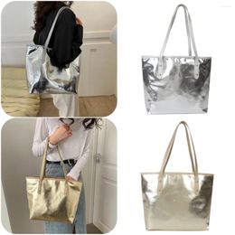 Shoulder Bags Women Large Handbag With Zipper Luxury Designer Silver Gold Bag Simple Solid Colour Soft Shopper Purse Ladies Tote