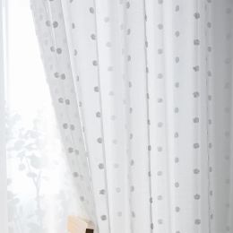 Curtains Snowflake White Tulle Curtains For Living Room Bedroom 3D Plush Point Tulle Curtain For Window Custom Panel For Kitchen Drapes