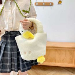 Plush Backpacks Cartoon Goose Plush Handbag for Women Soft Tote Bag Casual Girl Cute Shop Bolso Ladies Shoulder Bag Fashion Duck Crossbody BagL2403