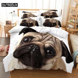 Set 3D digital printing 2/3pc quilt cover pillowcase double bed set cover quilt Soft Microfiber bedding set Dog Sheer Curtains