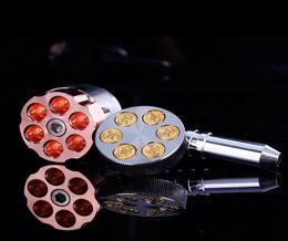 Revolver Six Shooter Pipe 11cm Smoking Tobacco 6 Bullet Rotary Herb Grinder Smoke Pipes VS CONE ARTIST singleside2035135