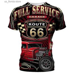 Men's T-Shirts 2024 New Mens T-Shirt Ghost Route 66 Graphic T-Shirts Men Clothing Casual Loose Short Slve Tops Oversized Clothes Strtwear Y240314