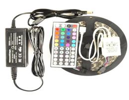 5M 5050 SMD RGB Led Strip Light Waterproof nonwaterproof 300 LEDsRoll 44 keys IR Remote Controller 12V 5A Power Supply Adapter P4511135