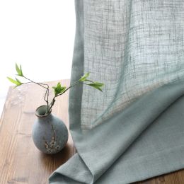 Curtains Modern cotton linen curtain yarn semi shading sheer curtains plain balcony curtain custom for living room decoration curtains