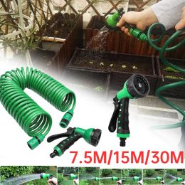 Reels EVA Garden Telescopic Spring Tube with Quick Connect Water Spray Sprinkler Plastic Water Pipe Garden Watering Irrigation Tools