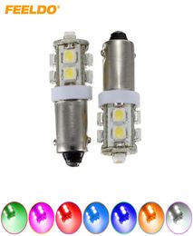 FEELDO 10PCS BA9S T4W W5W 12103528 10SMD Interior Car LED Light License Plate LED Lamp 7Color 15076167615