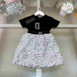 Classics Princess dress girls tracksuits diamond letters baby clothes Size 90-150 CM kids t shirt and Shiny Diamond Short Skirt 24Mar