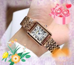 Tank Series Square Roman Dial Watches 28mm japan quartz movement stainless steel strap 2 pointer casual lady waterproof wristwatches Montre De Luxe gifts