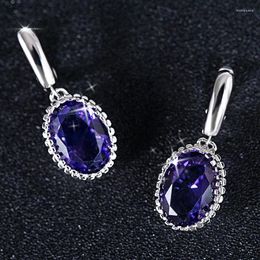 Stud Earrings The Retro Oval Pendant Are Suitable For Women To Wear Shiny Cubic Zircon Wedding Cocktail Party Jewellery