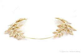 Vintage Wedding Headbands Hair Accessories Gold Leaf With Pearls Rhinestones Women Hair Jewellery Wedding Tiaras Bridal Headbands H4518932