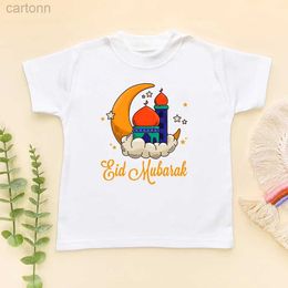 T-shirts Eid Mubarak Print Kids T-shirt Boys Girls Clothing Toddler Outfits Shirt Eid Gift Tee Ramadan Child T-shirts Short Sleeve Shirt ldd240314