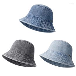 Berets L93F Sweet Style Distressed Bucket Hat Summer Spring Foldable Fisherman Cap Sunproof Cycling Supplies For Girlfriend