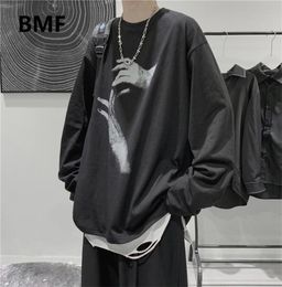 Fall Long Sleeve TShirt Fashion Loose Ulzzang Print Tops Hip Hop Oversized T Shirts Men Clothing Korean Style Clothes 2202244544912