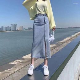 Skirts Korean Style Denim Skirt Women's High Waist Long A-line Design Sense Niche