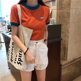 2024 Summer New Shoulder Short Sleeve T-shirt Womens Slim Fit Design Feels Small and Slim Exposed Navel Short Top Instagram Trendy