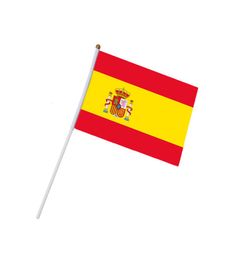 Spain Flag 21X14 cm Polyester hand waving flags Spain Country Banner With Plastic Flagpoles6963661