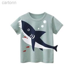 T-shirts 2022 Trendy Summer Childrens Clothing New Boys Short Sleeve T-Shirt 3D Cartoon Shark Print Tops Tees Kids Clothes Dropshipping ldd240314