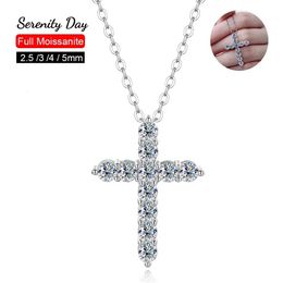 Sereity Day Full Cross Pendant Necklace Original S925 Silver Chain Plated 18k White Gold Fine Necklace for Women Gift240312