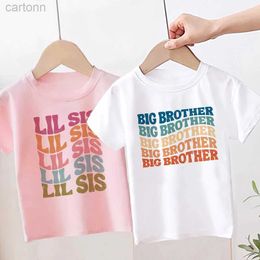 T-shirts Big Brothes Little Sister Print Kid T-shirt for Boy Girl Matching Outfit Tops Summer Sibling T Shirt Retro Children Clothes Tee ldd240314