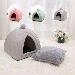 Mats Triangle Warm Semiclosed Comfortable Pet Bed Nondeformable Puppy Nest Cat Bed House Kennel Nest Round Pets Sleeping Cave