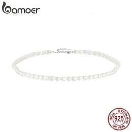 925 Sterling Silver Natural Pearl Necklace Irregular Fresh Water Pearl Neck Chain for Women Elegent Fine Jewellery BSN272 240305