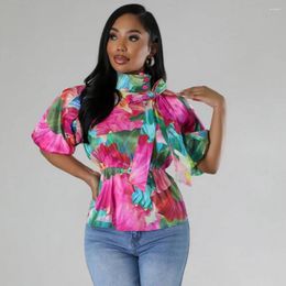 Ethnic Clothing Dashiki African Shirts For Women Elegant 3/4 Sleeve Top Blouse 2024 Spring Summer Office Work Blouses