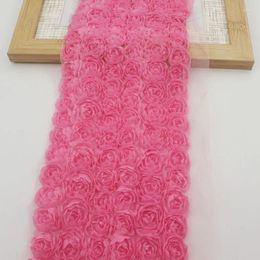 Hair Accessories 30y/lot 11cm 6-rows Chiffon Rose Flower Trim For Princess Girls Bow Diy Baby Clothes Dress Decorations