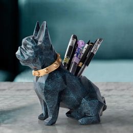 Dog Resin Figurine Pen holder desk Organiser office accessories Storage pencil pot for pen craft gift 240314