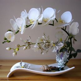 Phalaenopsis Fake Flower Home Decorations Living Room Dining Table Ornaments Floral Arrangement Fake Flower Soft Outfit Design 240306